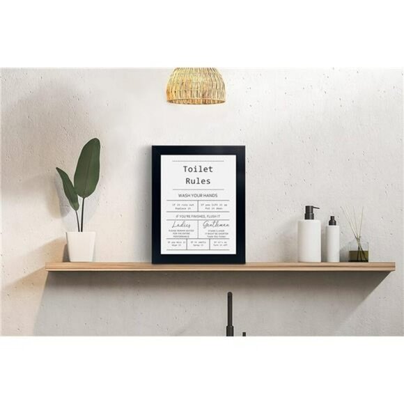 Funny Bathroom Wall Art Sign Guest Bathroom Decor Black Framed 8x10 Inches - Picture 4 of 7